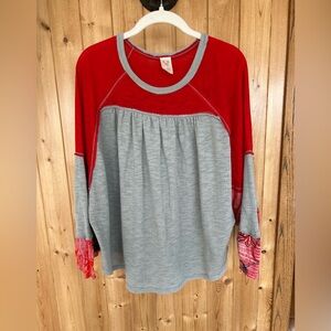 Women’s We The Free Friday Fever Top Grey and Red Size Small